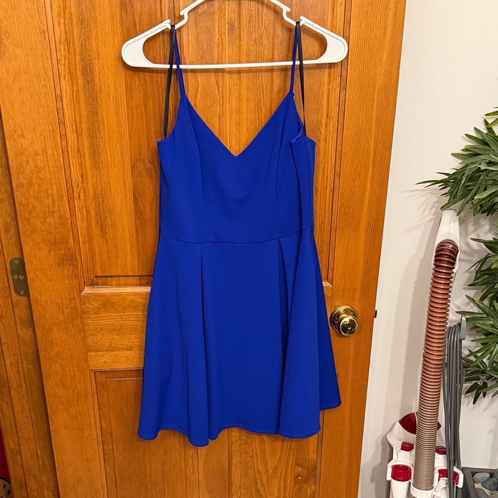 Elegant Blue Spaghetti Strap Dress for Juniors